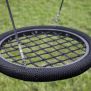 Single Swing (BNS 90cm) leagăn rotund cu plasă neagră și frânghii rezistente pentru loc de joacă.