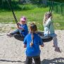 Leagăn Single Swing (BNS 90cm) din frânghii și plasă, ideal pentru joaca copiilor în aer liber.